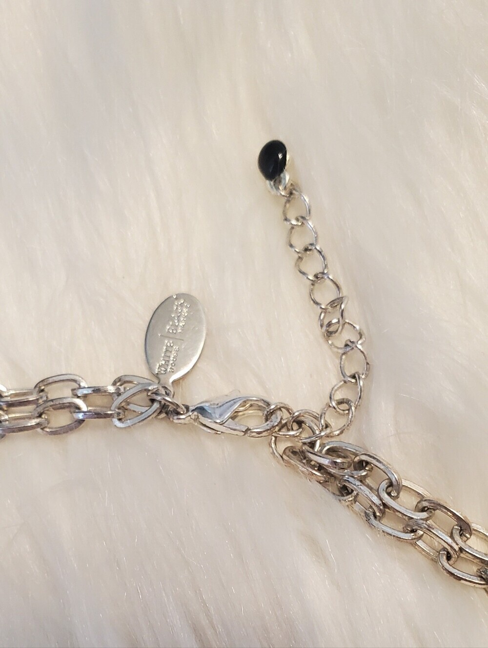White House Black Market Layered Black Cream Crystal Charm Statement Necklace - Picture 7 of 7